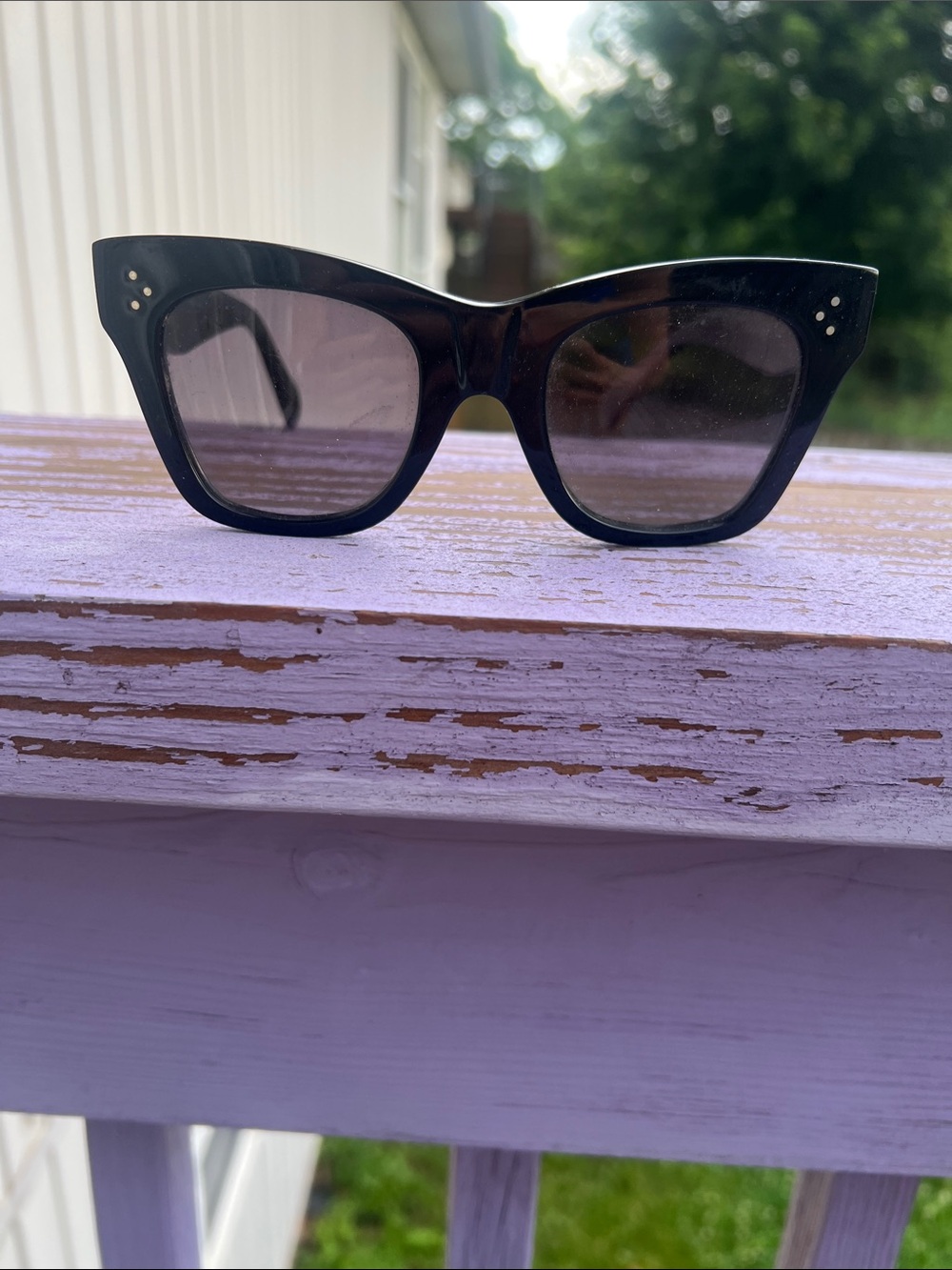Celine Black Cat-Eye Sunglasses with Three-Dot Temple Detail